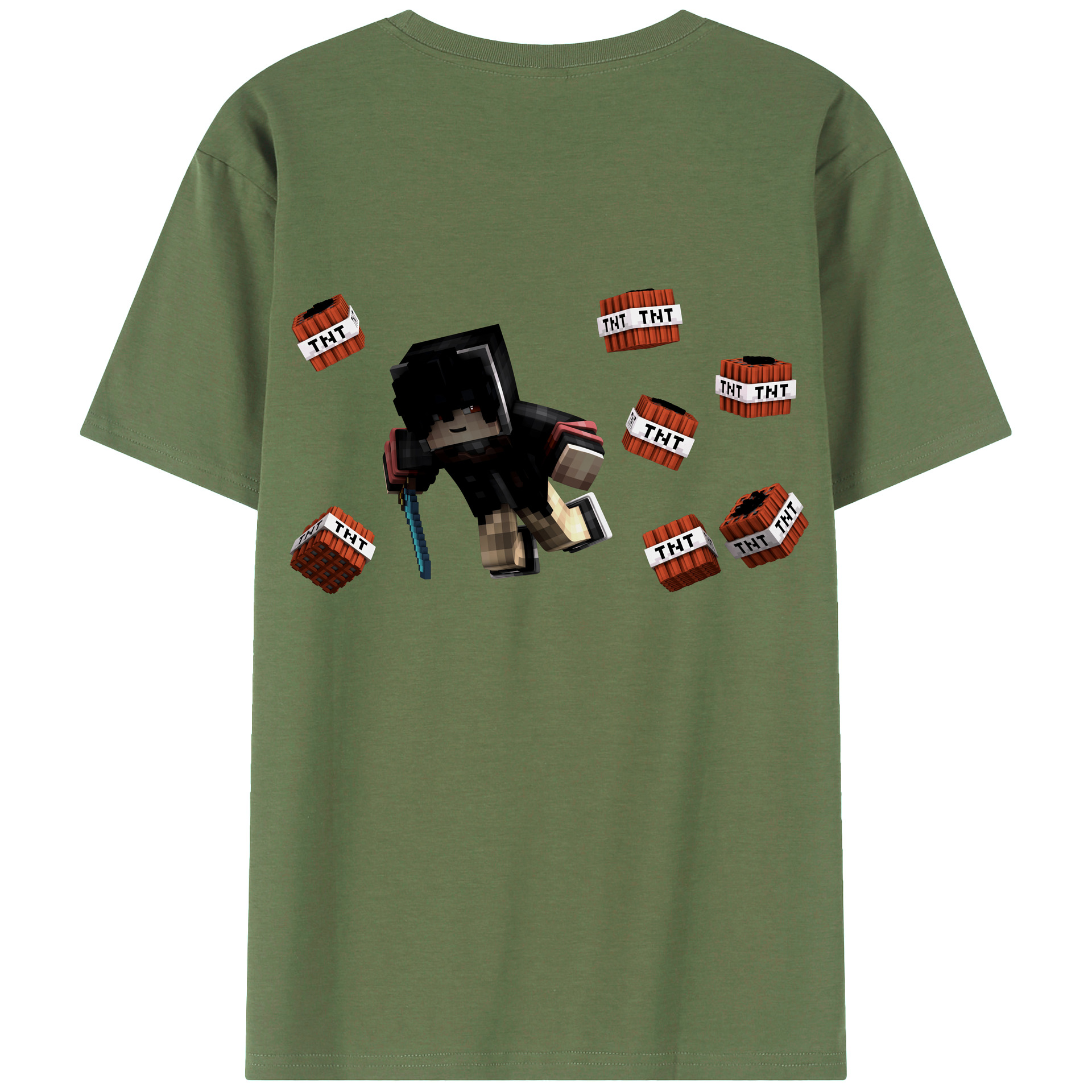 （画像用） マインクラフト ブロックの世界 Minecraft MC Block world 綿100％ メンズ半袖Tシャツ（バックプリント） 通気性